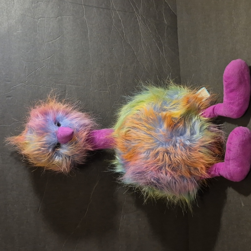NWT Jellycat London Large Rainbow Ostrich Pom Pom Plush Retired 15" Seated